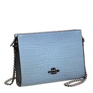 Pre-Owned Cornflower Coach Croc-Embossed Slim Crossbody
